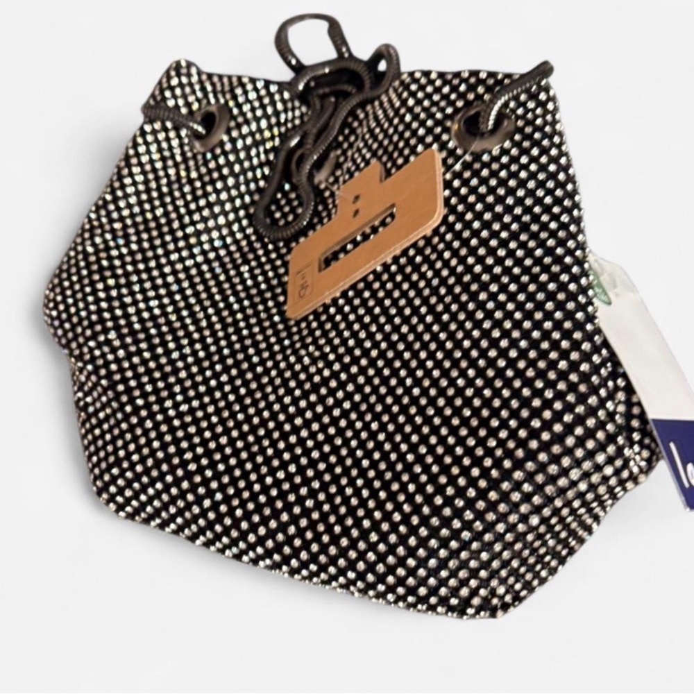 Black Rhinestone Drawstring Shoulder Bag - Picture 5 of 8